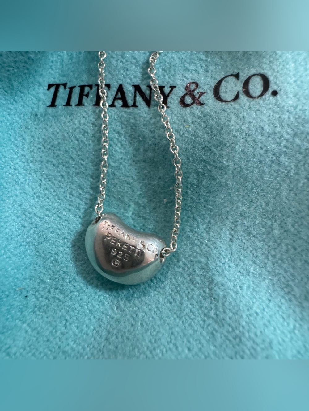Tiffany & Co. Polished steering silver 925 Bean Pendant Necklace